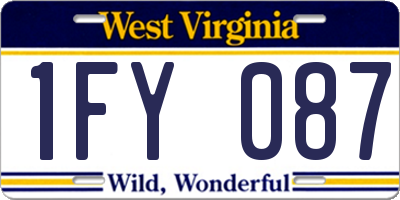 WV license plate 1FY087