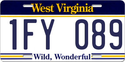 WV license plate 1FY089