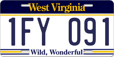 WV license plate 1FY091