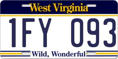 WV license plate 1FY093