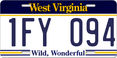 WV license plate 1FY094
