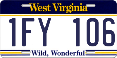 WV license plate 1FY106