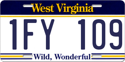 WV license plate 1FY109