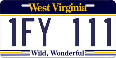WV license plate 1FY111