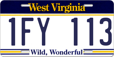 WV license plate 1FY113