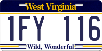 WV license plate 1FY116