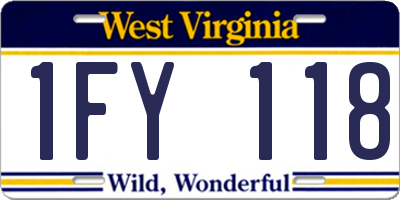 WV license plate 1FY118