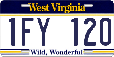 WV license plate 1FY120