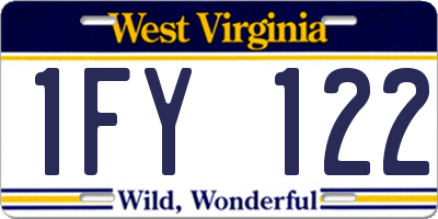 WV license plate 1FY122