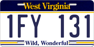 WV license plate 1FY131
