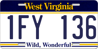 WV license plate 1FY136
