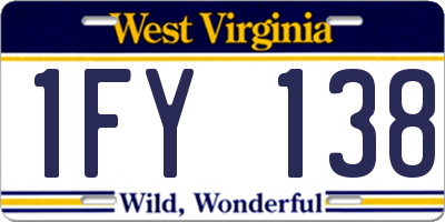 WV license plate 1FY138