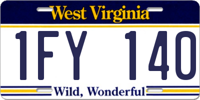 WV license plate 1FY140