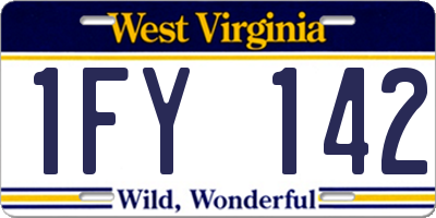 WV license plate 1FY142