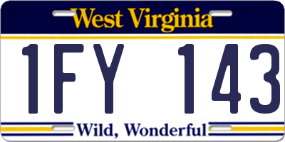 WV license plate 1FY143