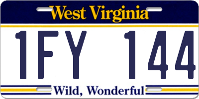 WV license plate 1FY144
