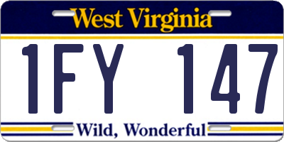 WV license plate 1FY147