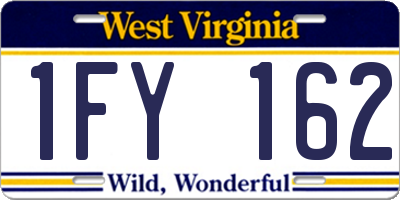 WV license plate 1FY162