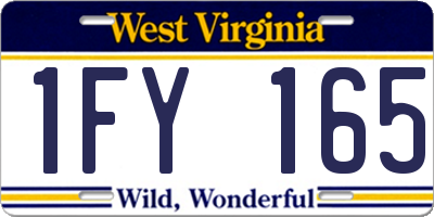 WV license plate 1FY165
