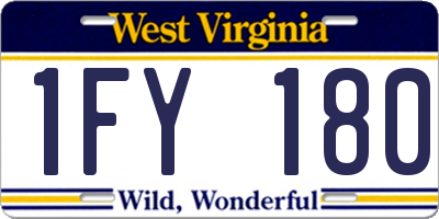 WV license plate 1FY180