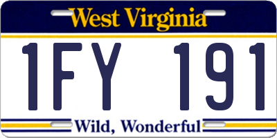 WV license plate 1FY191