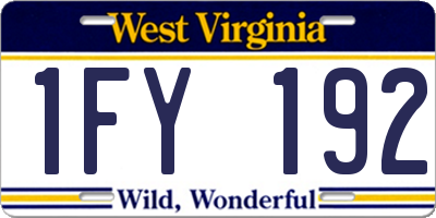 WV license plate 1FY192