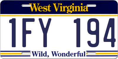 WV license plate 1FY194