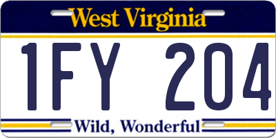 WV license plate 1FY204