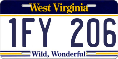 WV license plate 1FY206