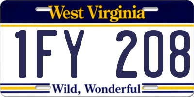 WV license plate 1FY208