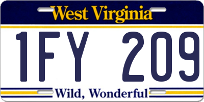 WV license plate 1FY209