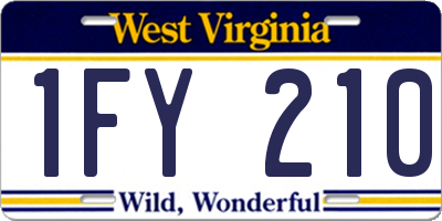 WV license plate 1FY210