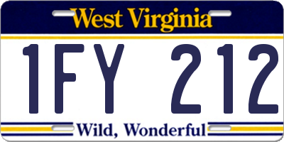 WV license plate 1FY212
