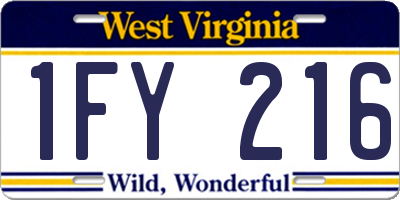 WV license plate 1FY216
