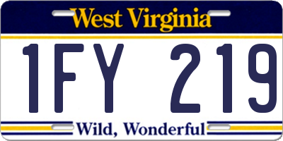 WV license plate 1FY219