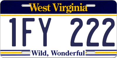 WV license plate 1FY222