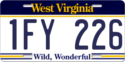 WV license plate 1FY226