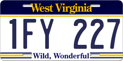 WV license plate 1FY227