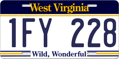 WV license plate 1FY228