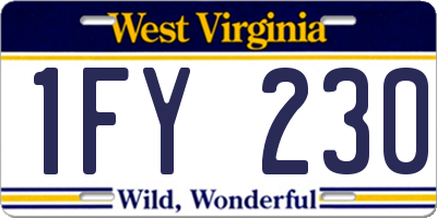 WV license plate 1FY230