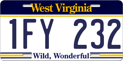 WV license plate 1FY232