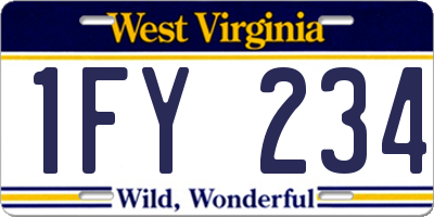 WV license plate 1FY234