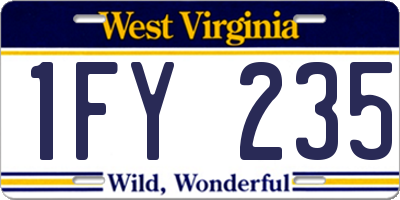 WV license plate 1FY235