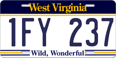 WV license plate 1FY237