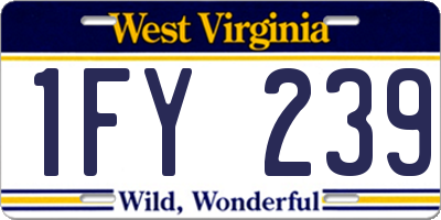 WV license plate 1FY239