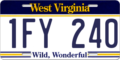 WV license plate 1FY240