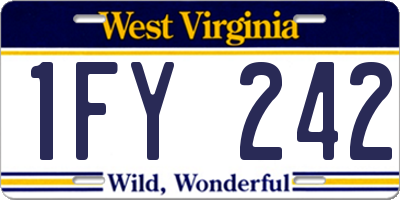 WV license plate 1FY242
