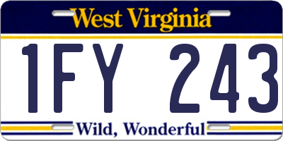 WV license plate 1FY243