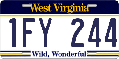 WV license plate 1FY244