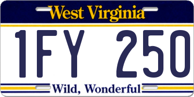 WV license plate 1FY250